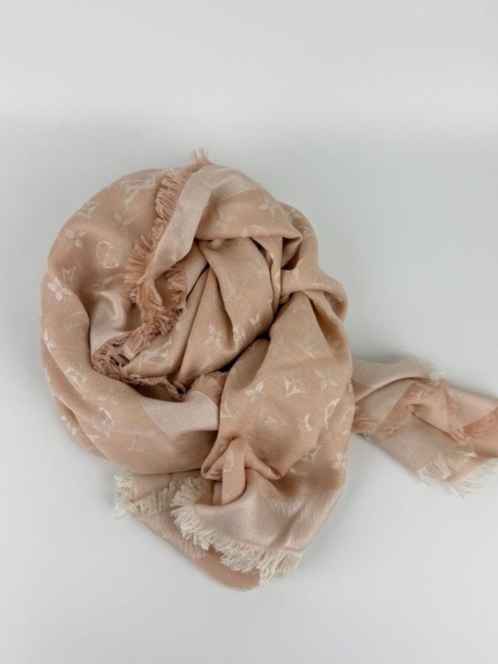 Louis Vuitton Shawl Monogram Pink Silk Wool Vintage Scarf - Picture 1 of 10